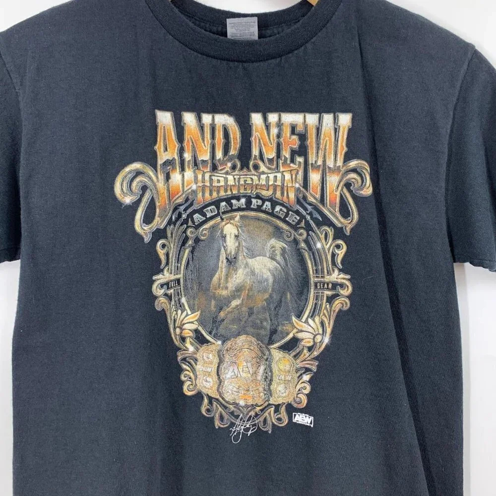 Gladen Boys Hang Man Adam Page And New AEW Crew Neck T-Shirt SIze M‎ - Picture 4 of 11